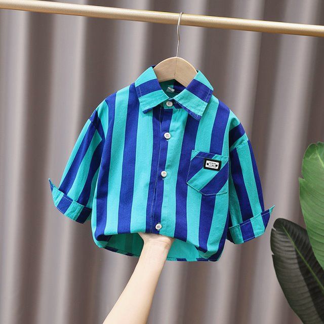 IENENS Spring Thin Shirts Baby Boys Long Sleeve Striped Print Shirts Kids Tops Tees Shirts Casual Blouse | TageUnlimited