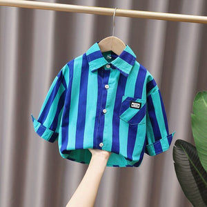IENENS Spring Thin Shirts Baby Boys Long Sleeve Striped Print Shirts Kids Tops Tees Shirts Casual Blouse | TageUnlimited