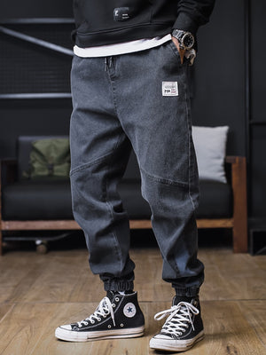 Plus Size Jeans Men Loose Joggers Streetwear Harem Jeans Cargo Pants Ankle-Length Denim Trousers | TageUnlimited