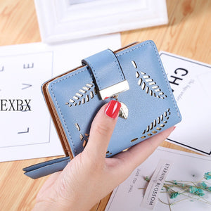 EXBX Women Wallet Hollow Golden Leaf Buckle Wallet PU Leather Purse Female Long Wallet for Women Coin Purse Card Holders Clutch | TageUnlimited