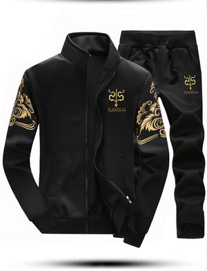 New Men's Tracksuit Fleece Jacket and Sweatpants 2 Piece Set Spring Autumn Sports Suit Long Sleeve Sets Men Sweatsuit Warm | TageUnlimited