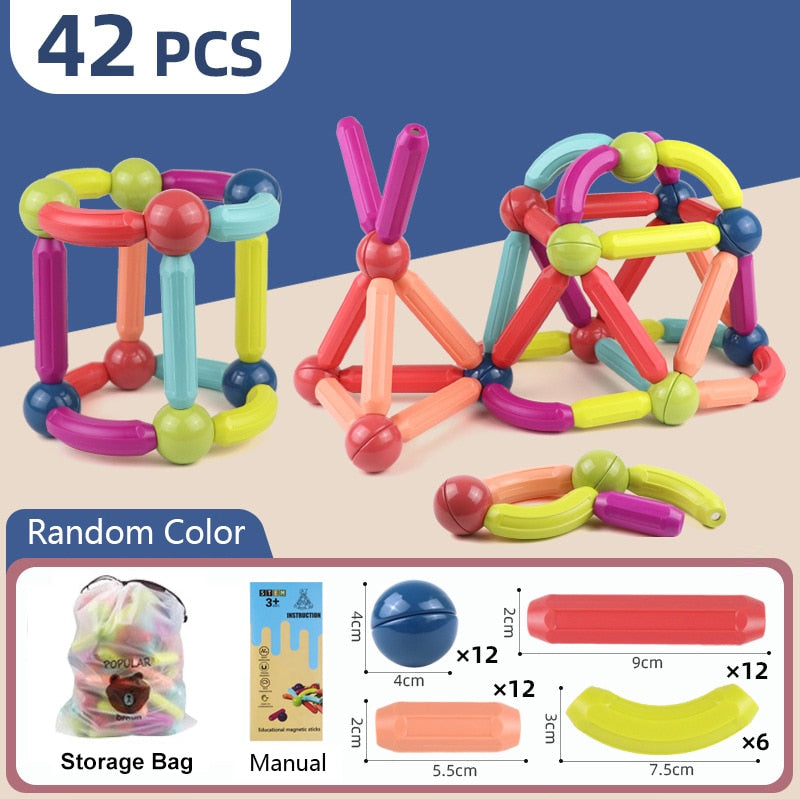 Magic Magnetic Building Blocks Toy Magnetic Construction Set Magnet Ball Sticks Rod Games Montessori Educational Toys For Kids | TageUnlimited