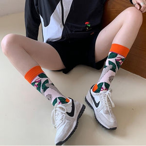 Fashion Colorful Autumn Winter Stocking  Women Socks  Plant Hedgehog Slothsi Cotton Socks Personality Straight Trendy Socks | TageUnlimited