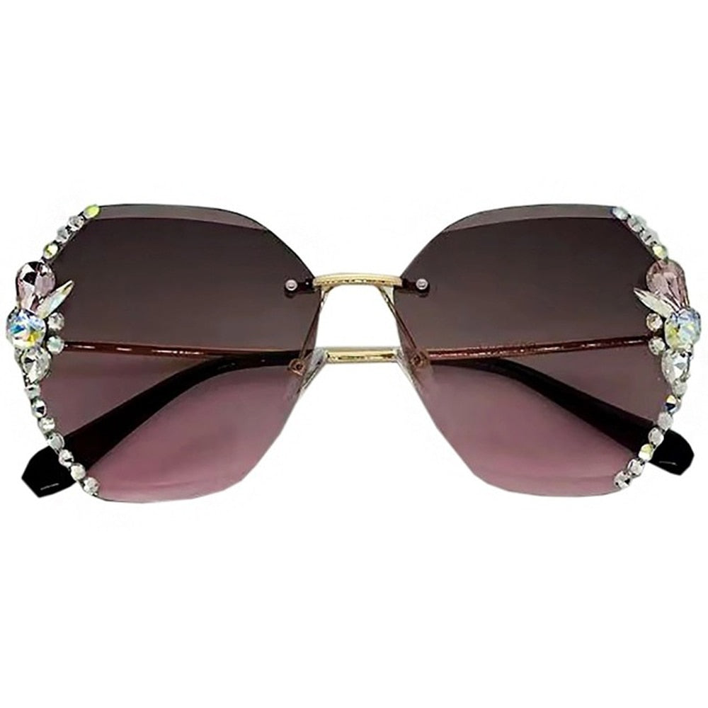 Luxury Brand Design Vintage Rimless Rhinestone Sunglasses Women Men Fashion Gradient Lens Sun Glasses Shades for Female | TageUnlimited