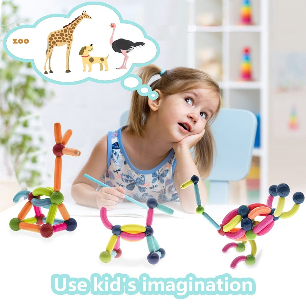 Magic Magnetic Building Blocks Toy Magnetic Construction Set Magnet Ball Sticks Rod Games Montessori Educational Toys For Kids | TageUnlimited