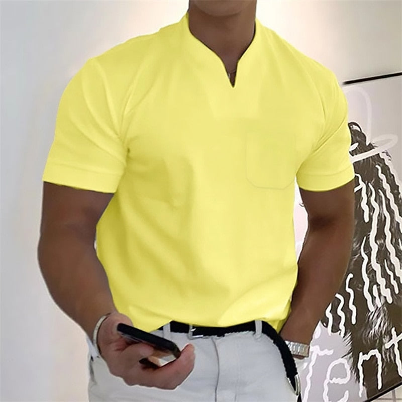 Men's Short-Sleeved Cotton Casual Men's T-shirt V-neck Shirt Male Breathable Polo Shirts S-5XL | TageUnlimited
