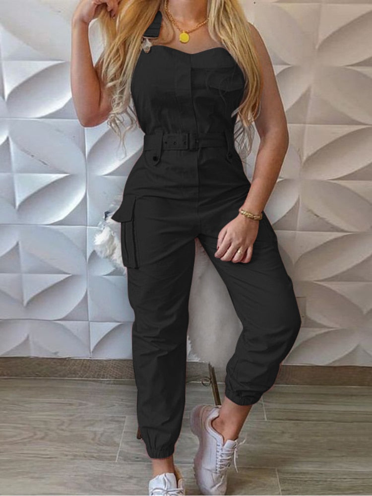 Cargo Jumpsuit Summer New Fashion Female Rompers Playsuits Belt Suspenders Pants Jump Suits for Women Minimalist Trousers | TageUnlimited