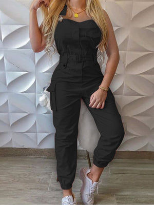 Cargo Jumpsuit Summer New Fashion Female Rompers Playsuits Belt Suspenders Pants Jump Suits for Women Minimalist Trousers | TageUnlimited