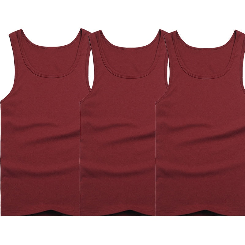 Hot Sale 3pcs / 100% Cotton Mens Sleeveless Tank Top Solid Muscle Vest Undershirts O-neck Gymclothing Tees Whorl Tops | TageUnlimited
