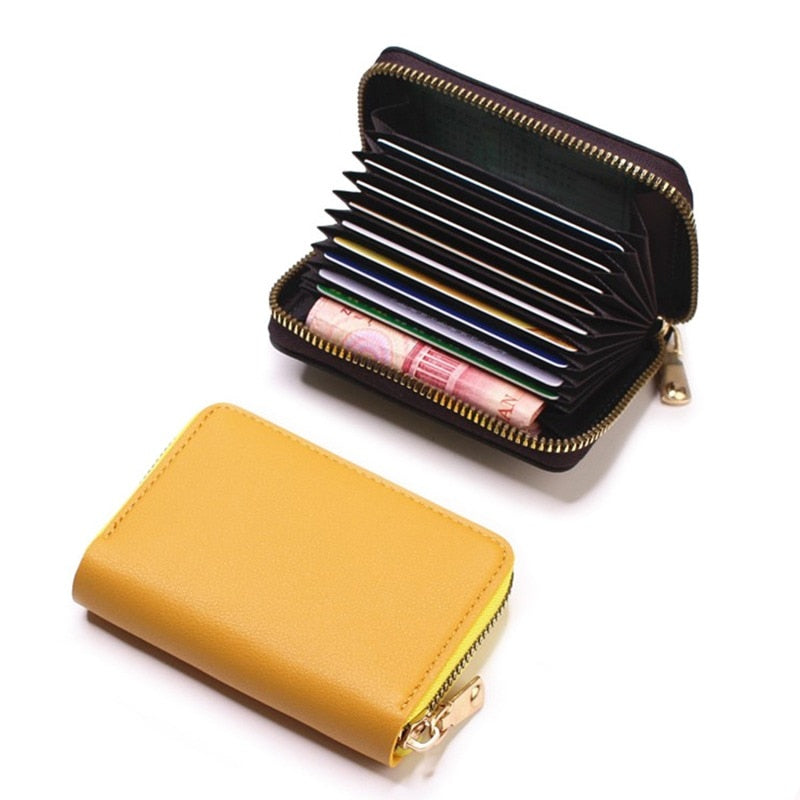 Business Card Holder Wallet Women/men Gray Bank/ID/Credit Card Holder 20 Bits Card Wallet PU Leather Protects Case Coin Purse | TageUnlimited