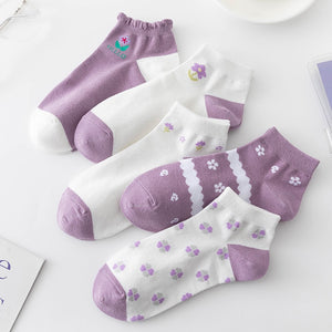 5 Pairs Of Women Socks Cartoon Cotton Socks. | TageUnlimited