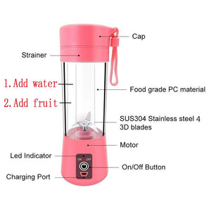 Portable Blender Mini Mixer Electric Juicer Machine Fresh Fruit Juice Blender Smoothie Maker Blender Cup Bottle A Travel Kitchen | TageUnlimited