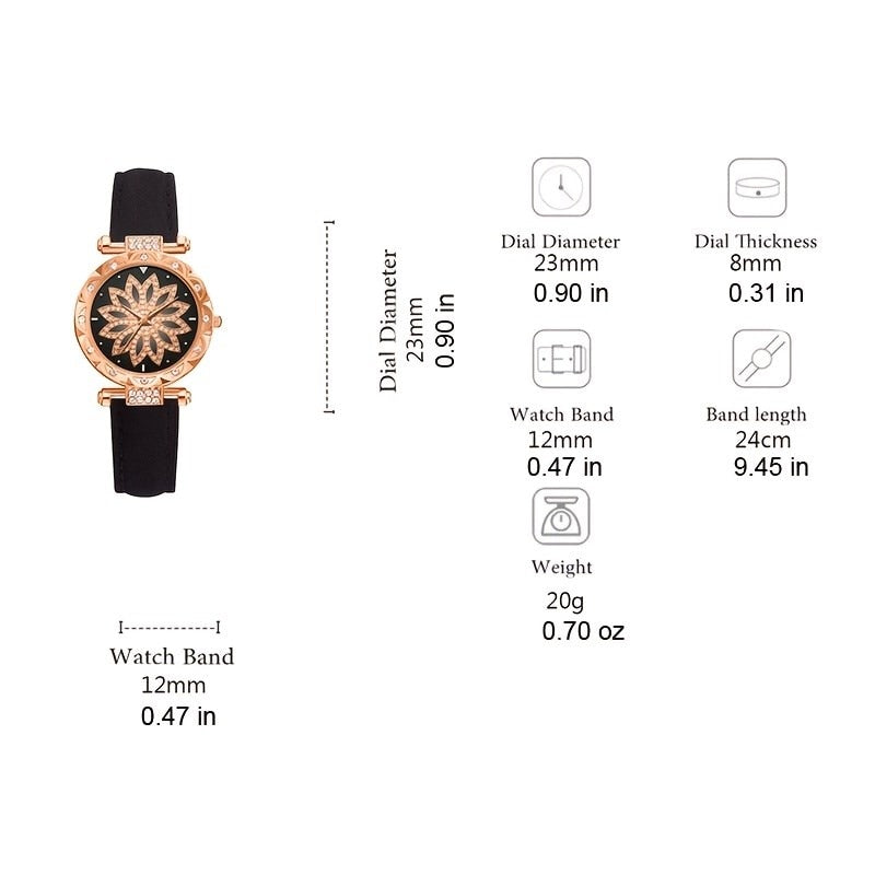 5pcs Set Watches Women Leather Band Ladies Watch Simple Casual Women Analog WristWatch Bracelet Gift | TageUnlimited