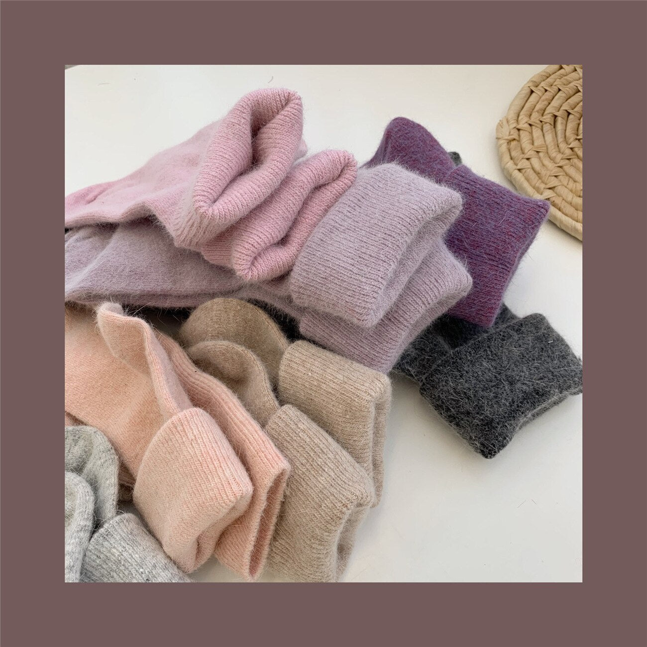 Solid Rabbit Hair Woman Socks Winter Thick Warmer Long Socks Japanese Kawaii Cute Thermal Cashmere Christmas Sock New Year Gifts | TageUnlimited