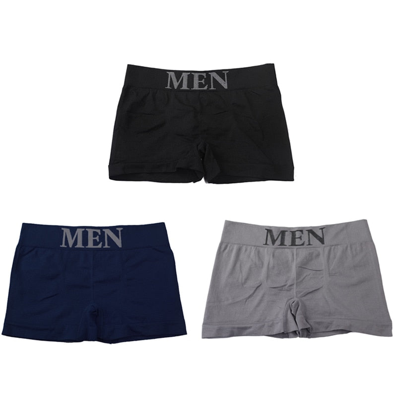 3Pcs/Lot Men Panties Underwear Boxers Breathable Man Boxer Solid Underpants Comfortable Male Brand Shorts Black Blue Underwear | TageUnlimited
