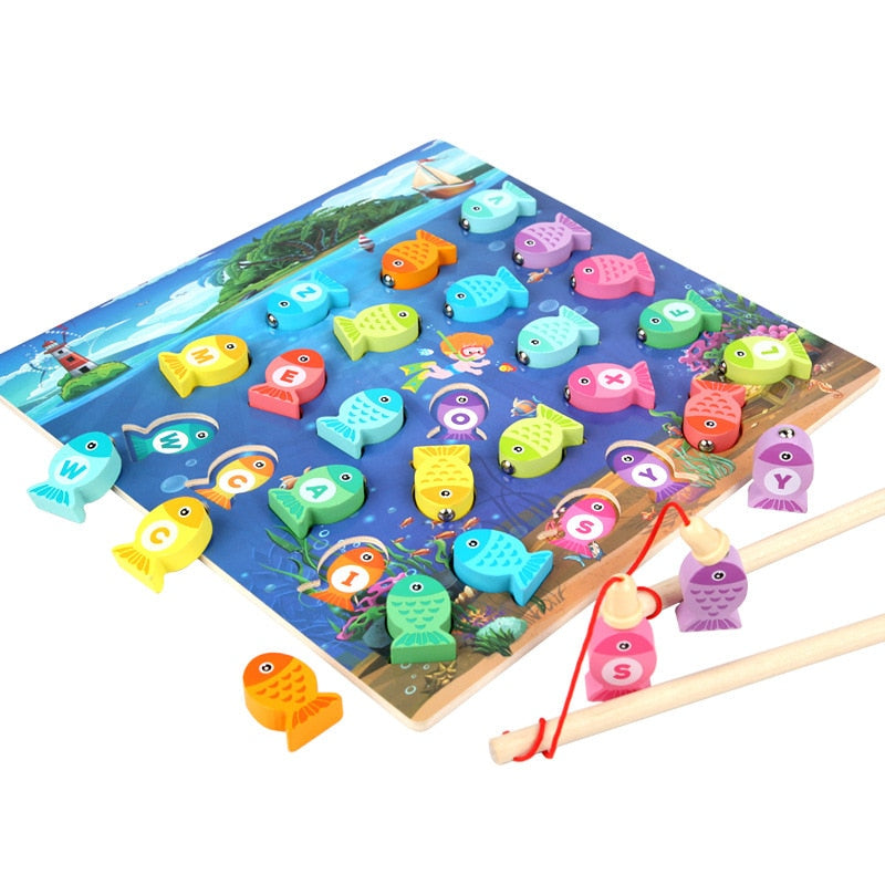 Montessori Educational Wooden Toys for Kids Montessori Toys Board Math Fishing Game Montessori Toys Educational for 1 2 3 Years | TageUnlimited