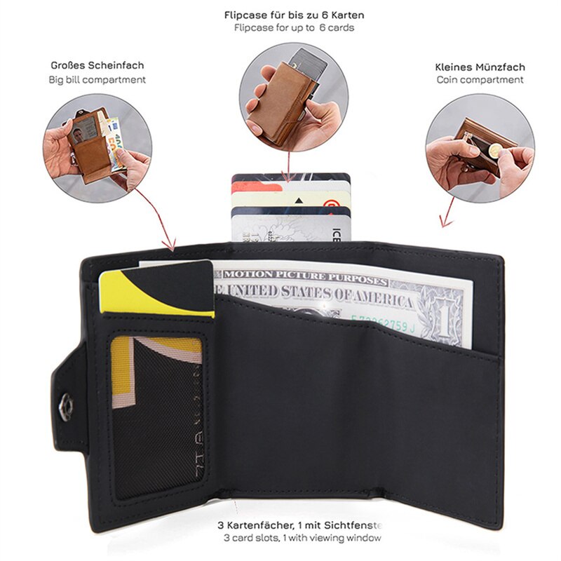 Rfid Carbon Fiber Card Holder Men Wallets Slim Thin Coin Pocket id Bank Credit Cardholder Case Aluminum Minimalist Smart Wallet | 0 | TageUnlimited