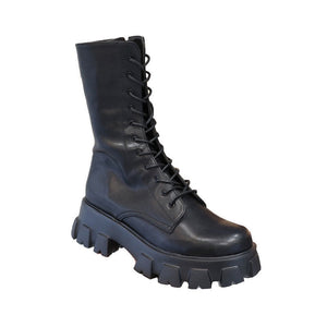 Women Mid Calf Boots Autumn Winter Boots Woman Fashion Lace-up Ladies Chelsea Zipper Botas Mujer Platform Heel Ladies Shoes | TageUnlimited