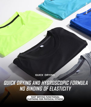 High Quality Polyester Men Running T Shirt Quick Dry Fitness Shirt Training Exercise Clothes Gym Sport Shirt Tops Lightweight | TageUnlimited