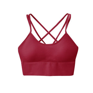Fashion No Steel Ring Sports Underwear Cross Shoulder Straps Women&#39;s Breasts Shock Proof Cycling Yoga Fitness Gather Bra B53 | TageUnlimited