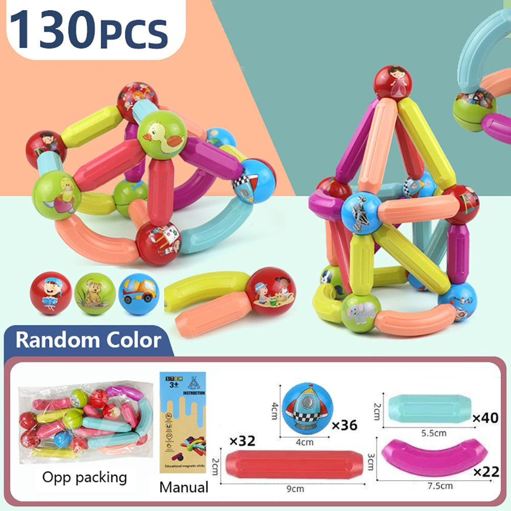 Magic Magnetic Building Blocks Toy Magnetic Construction Set Magnet Ball Sticks Rod Games Montessori Educational Toys For Kids | TageUnlimited