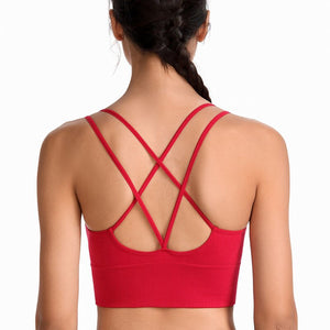 Fashion No Steel Ring Sports Underwear Cross Shoulder Straps Women&#39;s Breasts Shock Proof Cycling Yoga Fitness Gather Bra B53 | TageUnlimited