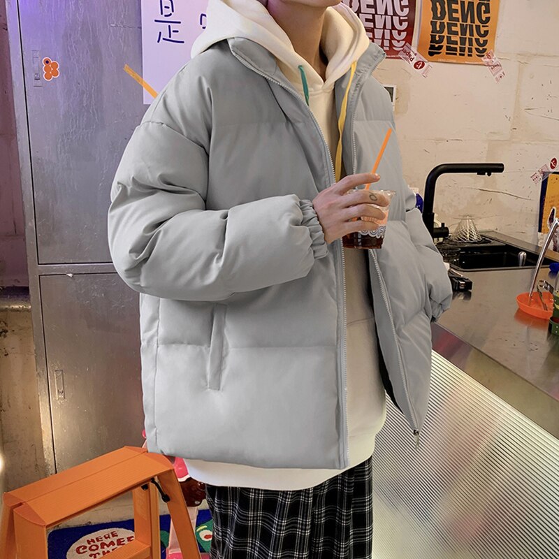 Streetwear  Warm Men Winter Coat Solid Color Casual Parka Stand Collar Fashion Oversize Women&#39;s Winter Jacket | TageUnlimited