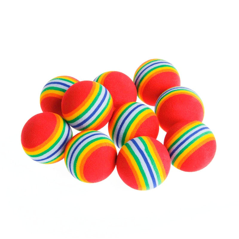 Rainbow EVA Cat Toys Ball Interactive Cat Dog Play Chewing Rattle Scratch EVA Ball Training Balls Pet Toys Supplies | TageUnlimited