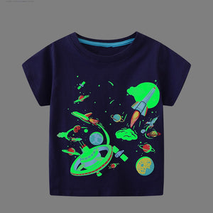 New Fashion Boys T-shirt Summer Luminous Dinosaur Animal Cotton Causal Clothes Lovely Tops for Kids 2-7 year | TageUnlimited