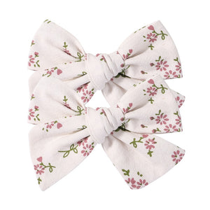 2Pcs/Set Sweet Flower Print Bowknot Hair Clips for Cute Baby Girls Cotton Bows Hairpins Barrettes Headwear Kids Hair Accessories | TageUnlimited