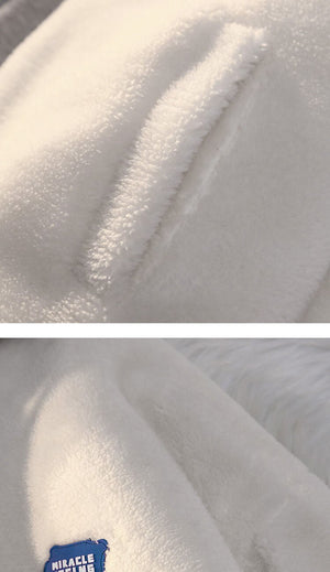 Winter Thick Warm Padded Women's Jackets Lambwool Patchwork Hoodies Solid Color Retro Loose Hooded Sweatshirt Sweater | TageUnlimited