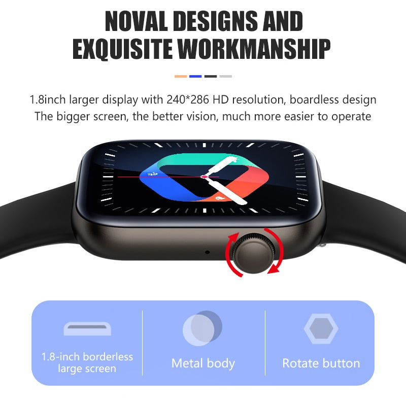 Xiaomi Huawei Samsung 1.81 inch Bluetooth Call Smartwatch Men Support 120 Sport  New Women Rotary keys Smart Watch +Box | TageUnlimited