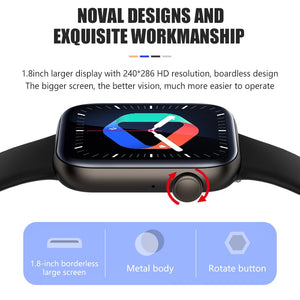 Xiaomi Huawei Samsung 1.81 inch Bluetooth Call Smartwatch Men Support 120 Sport  New Women Rotary keys Smart Watch +Box | TageUnlimited