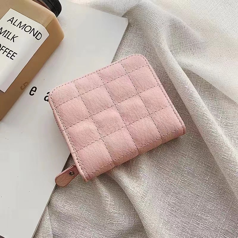 Fashion Short Wallets for Women PU Leather Female Plaid Purses Card Holder Wallet Small Zipper Wallet with Coin Purse Clutch Bag | TageUnlimited