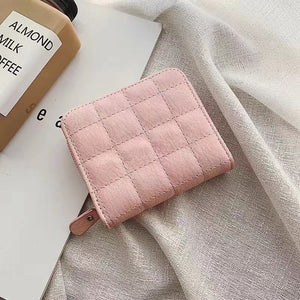 Fashion Short Wallets for Women PU Leather Female Plaid Purses Card Holder Wallet Small Zipper Wallet with Coin Purse Clutch Bag | TageUnlimited