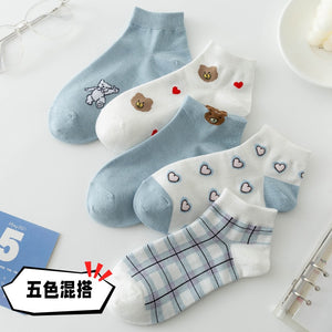 5 Pairs Of Women Socks Cartoon Cotton Socks. | TageUnlimited