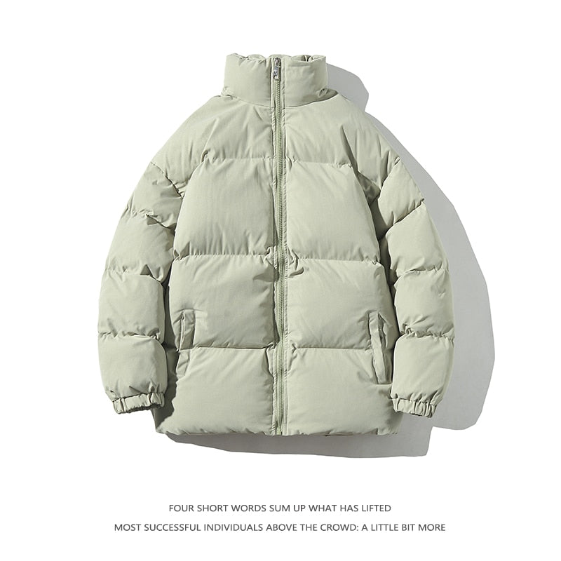 Streetwear Harajuku Warm Men&#39;s Winter Coat Solid Color Casual Parka Stand Collar Fashion Oversize Women&#39;s Winter Jacket | TageUnlimited