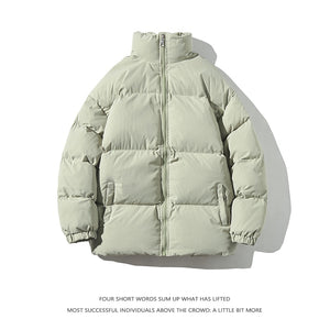 Streetwear Harajuku Warm Men&#39;s Winter Coat Solid Color Casual Parka Stand Collar Fashion Oversize Women&#39;s Winter Jacket | TageUnlimited