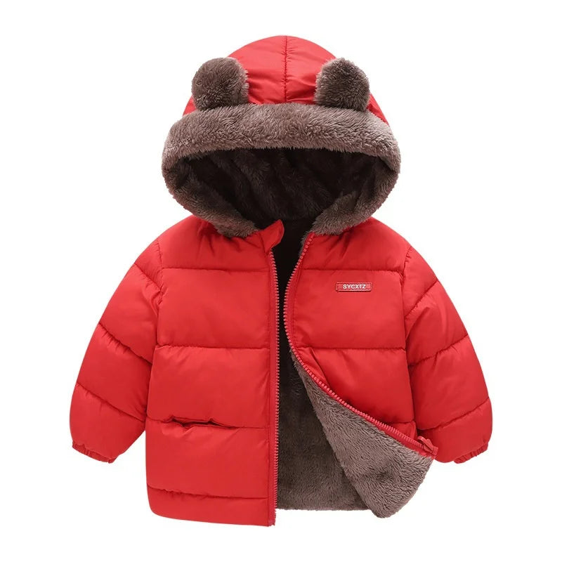 Baby Hooded Cotton Outerwear New Children's Thick Fleece Coat Cashmere Padded Jackets Boys Girls Warm Coats 1-5Y