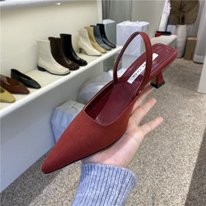 Summer Brand Women Slingback Sandals Shoes Fashion Bow-knot Pointed Toe Slip on Ladies Elegant Dress Pumps Shoes | TageUnlimited