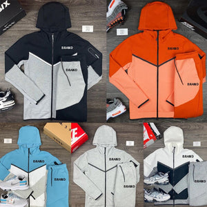 Tech Custom logo Men's Tracksuits Set Long Sleeve Causal Full Zip Running Sports Sweatsuit For Men 2 Piece Outfits | TageUnlimited
