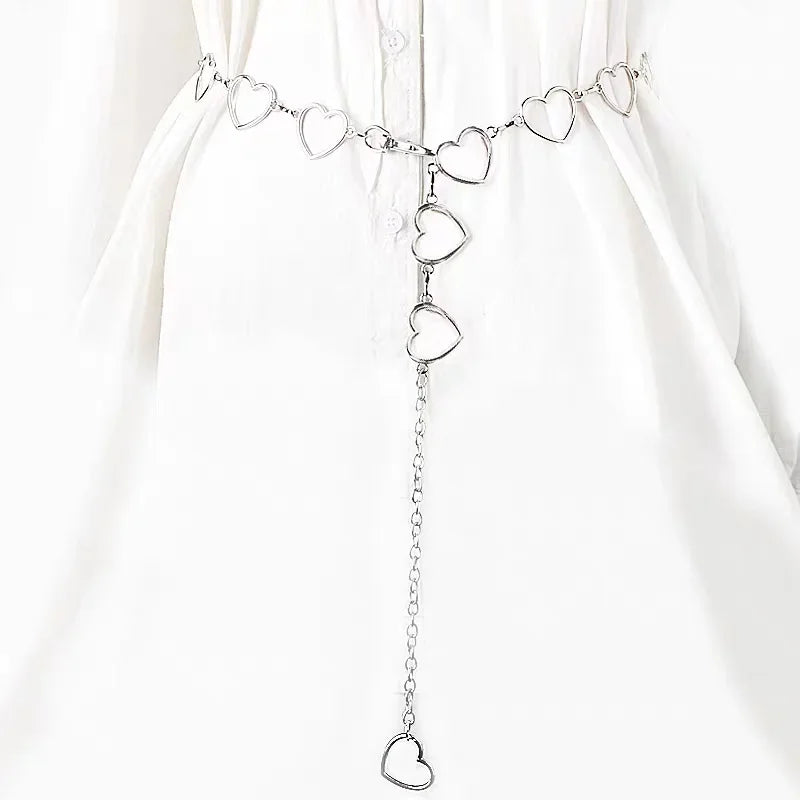 Women Fashion Belt Hip High Waist Gold Silver Narrow Metal Chain Chunky Fringes Crystal Diamond Waist Chain Corset Chain Belt
