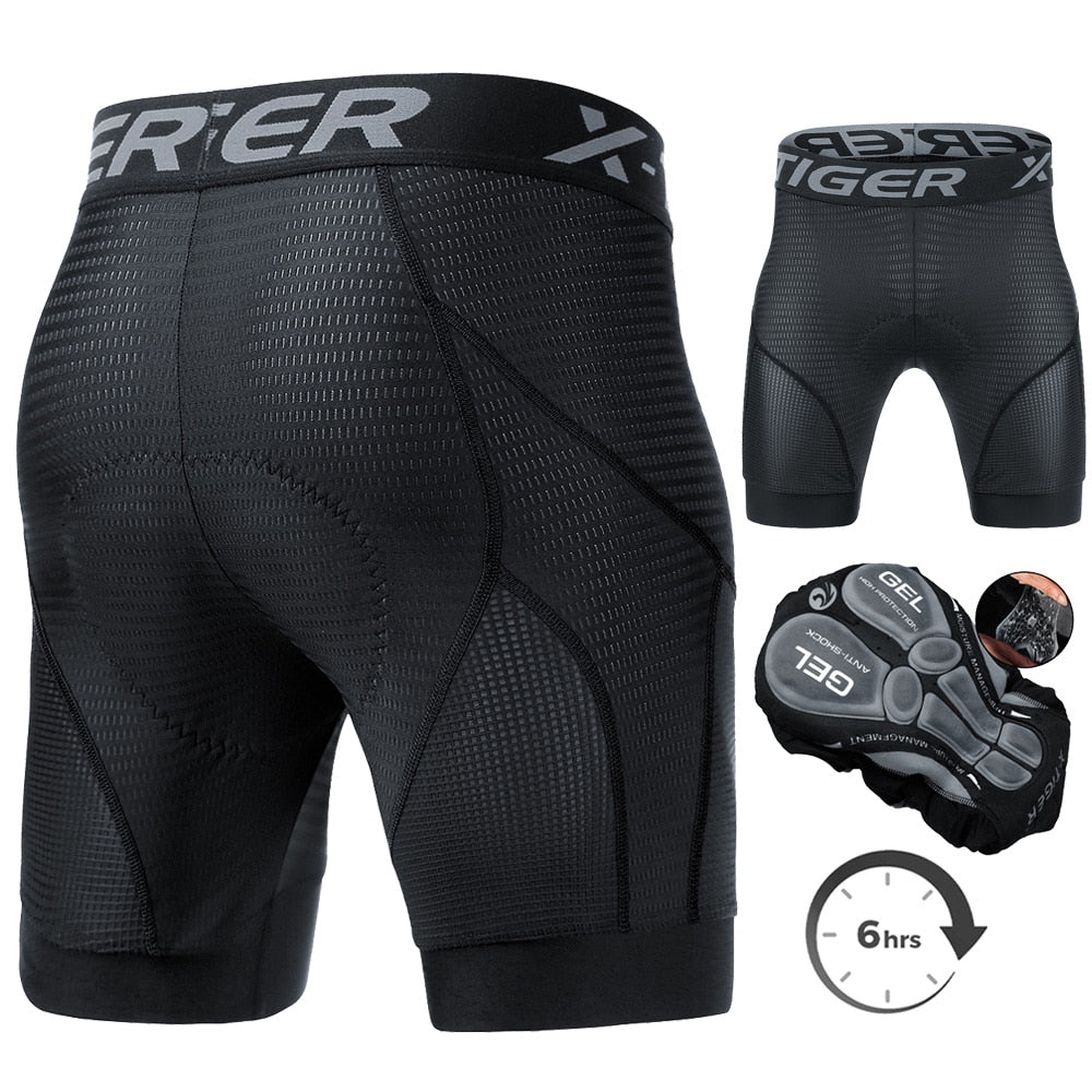 X-TIGER Men&#39;s Cycling Underwear Shorts 5D Padded Sports Riding Bike Bicycle MTB Liner Shorts with Anti-Slip Leg Grips | TageUnlimited