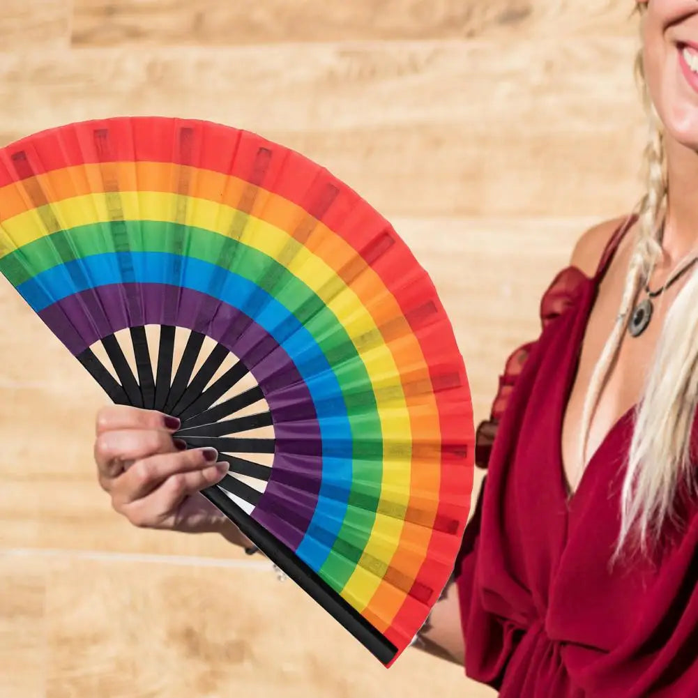 Rainbow Folding Fan Easy Open LGBT Rainbow Fan Folding Hand Gay Fan Cooling Hand Fan for Festivals Dance Parties Hand Fan