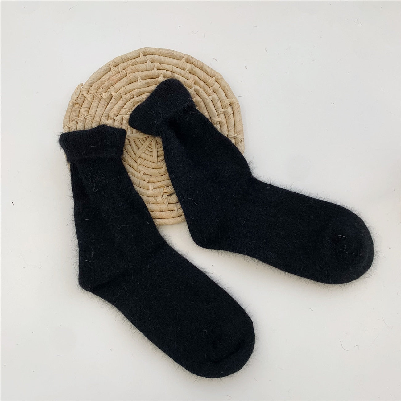 Solid Rabbit Hair Woman Socks Winter Thick Warmer Long Socks Japanese Kawaii Cute Thermal Cashmere Christmas Sock New Year Gifts | TageUnlimited