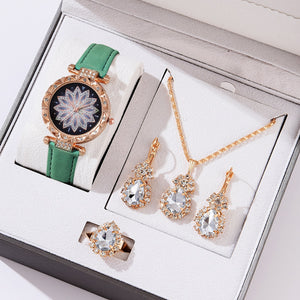 5pcs Set Watches Women Leather Band Ladies Watch Simple Casual Women Analog WristWatch Bracelet Gift | TageUnlimited