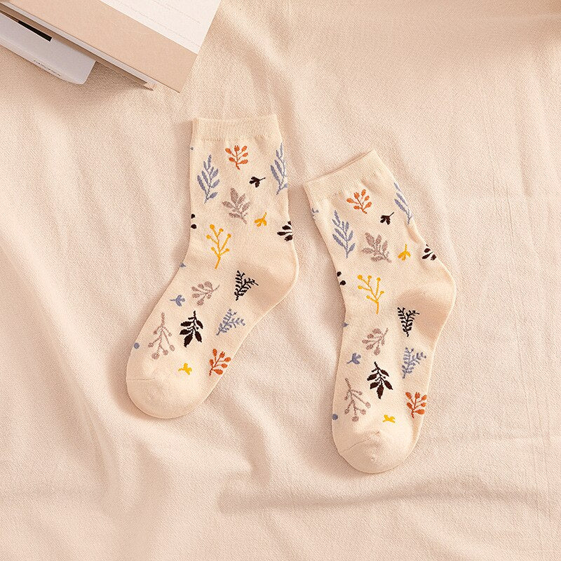 Woman Socks Japanese Style Print Girls Sweet Long Socks Korean Fashion Cotton Soft Harajuku Retro Vintage Streetwear Crew Socks | TageUnlimited