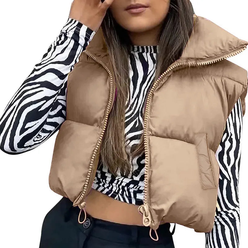 Women Autumn Winter Vest Sleeveless Jackets Waistcoat Clothing Warm Coats  Luxury Padded Puffer Vest Female Clothes