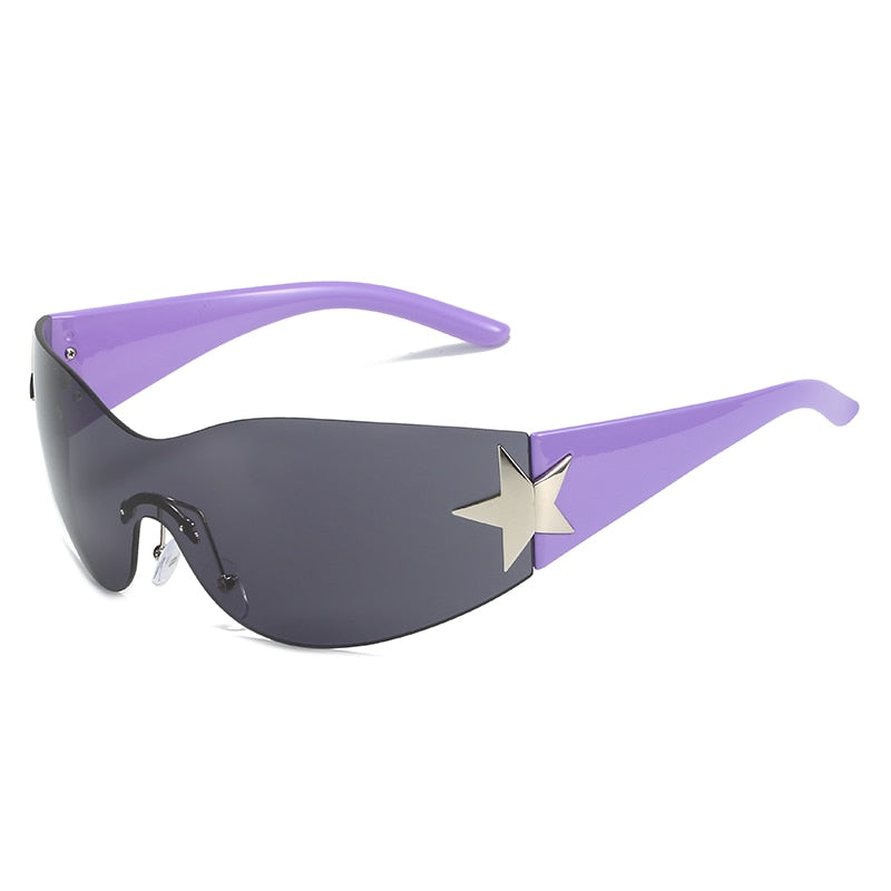 Luxury Punk Sports Sunglasses Women Brand Designer Y2K One Piece Sun Glasses Men Goggle Shades UV400 Five Star Fashion Eyewear | TageUnlimited