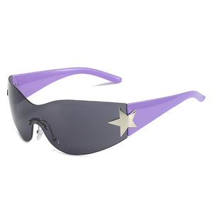 Luxury Punk Sports Sunglasses Women Brand Designer Y2K One Piece Sun Glasses Men Goggle Shades UV400 Five Star Fashion Eyewear | TageUnlimited